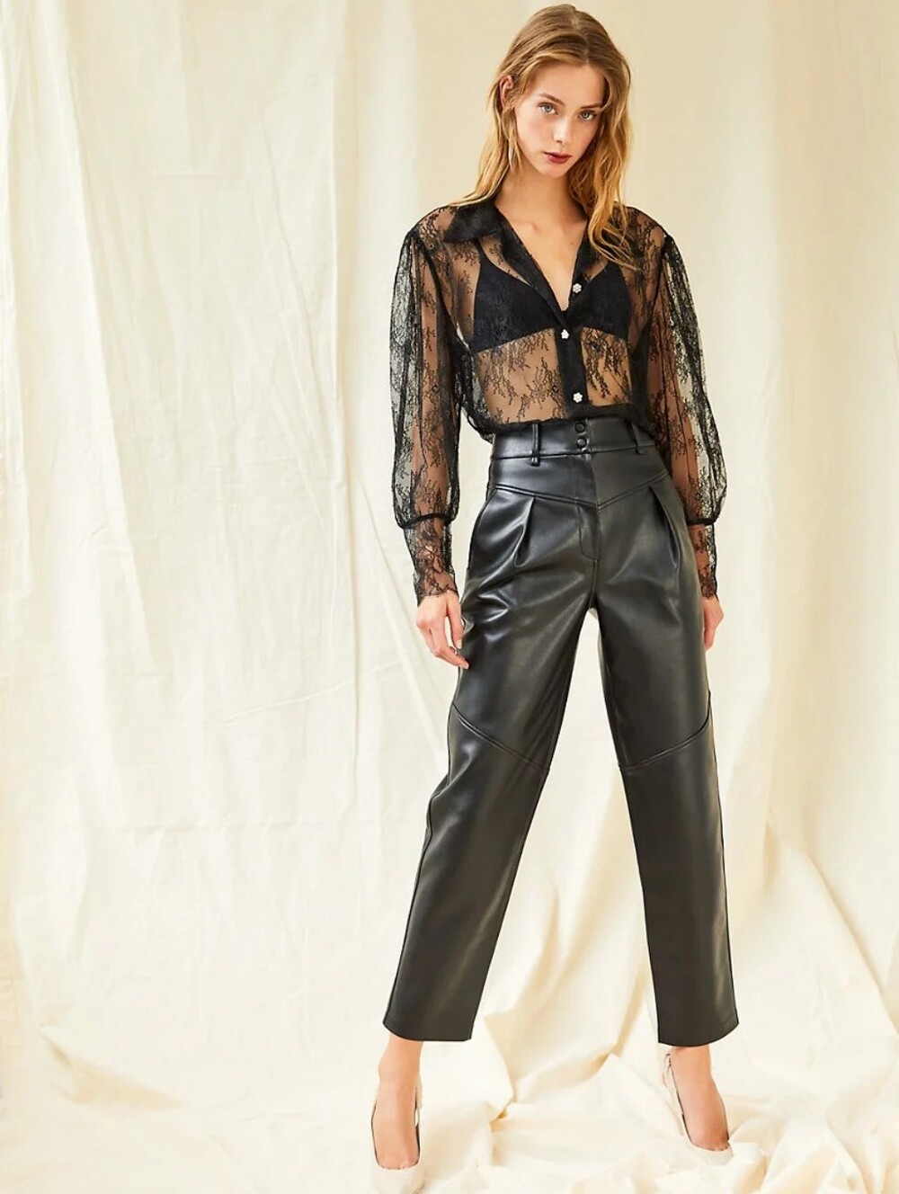 Aritzia Le Fou Wilfred Moonwalk Faux Leather Pleated Pants Black Size 0